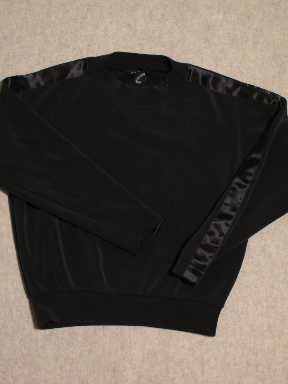 Club Monaco Black Satin-Stripe Crewneck